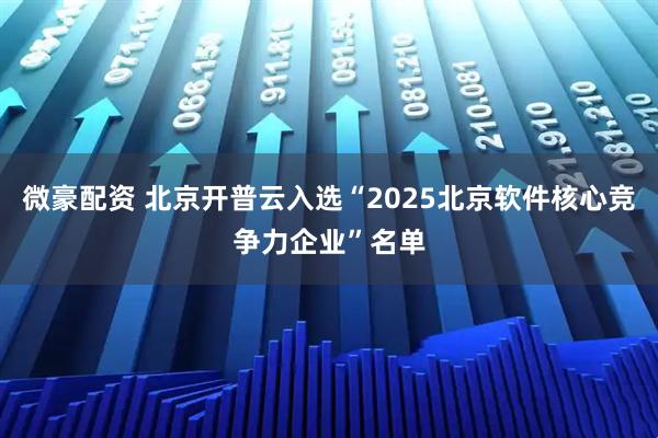 微豪配资 北京开普云入选“2025北京软件核心竞争力企业”名单