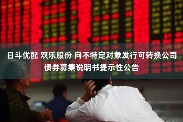 日斗优配 双乐股份 向不特定对象发行可转换公司债券募集说明书提示性公告