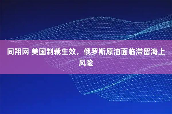 同翔网 美国制裁生效,俄罗斯原油面临滞留海上风险